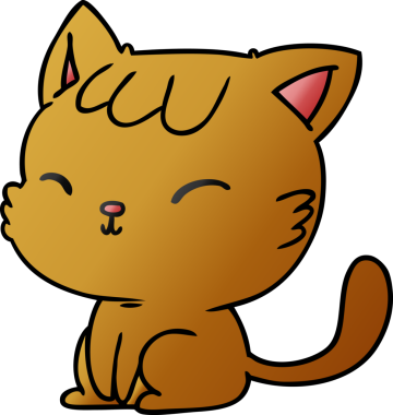 Bir insan tarafından çizilmiş sevimli kawaii kedisinin gradyan çizimi