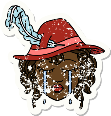 Retro Dövme Tarzı Bir insan tarafından çizilmiş ağlayan insan ozanı