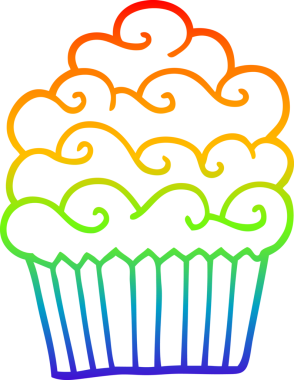 gökkuşağı gradyan çizgi çizimi bir insan tarafından çizilmiş vanilyalı kek