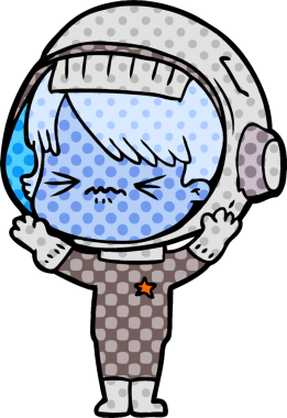 Bir insan tarafından çizilmiş kızgın uzay kızı.