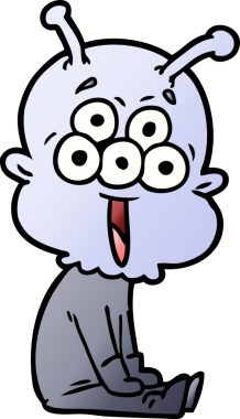 Bir insan tarafından çizilmiş mutlu bir uzaylı çizgi filmi.