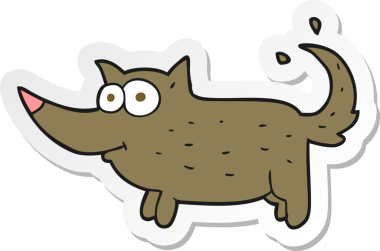 Bir insan tarafından çizilmiş, sallanan bir köpeğin çıkartması.