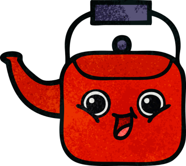 Bir insan tarafından çizilmiş eski grunge desenli bir çaydanlık.