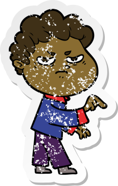 Bir insan tarafından çizilmiş kızgın bir adamın sıkıntılı çıkartması.