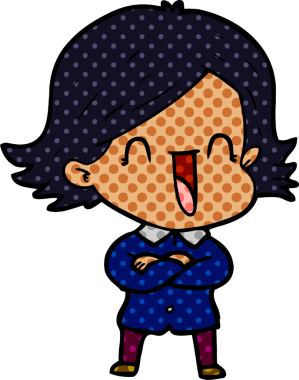 Bir insan tarafından çizilmiş gülen kadın çizgi filmi.