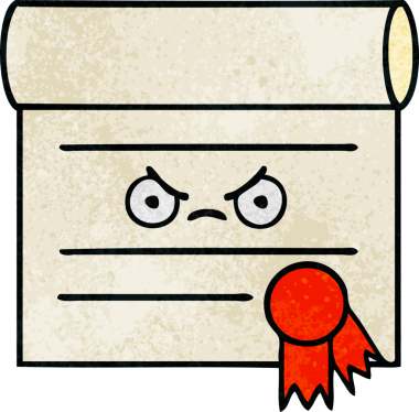 Bir insan tarafından çizilmiş sertifikanın grunge desen karikatürü