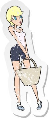 Bir insan tarafından çizilmiş çekici bir karikatürün gerilimli yapıştırması.