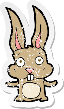 Bir insan tarafından çizilmiş karikatür tavşanın gerilmiş yapıştırması.