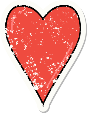 Bir insan tarafından çizilmiş, geleneksel bir kalp stili olan, sıkıntılı etiket dövmesi.