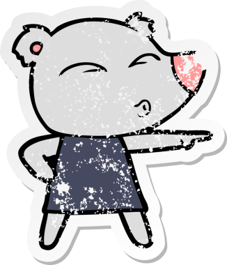 Bir insan tarafından çizilmiş ıslık çalan bir ayının sıkıntılı çıkartması.