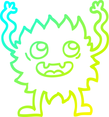 Bir insan tarafından çizilmiş komik, tüylü bir canavarın soğuk çizgi çizimi.