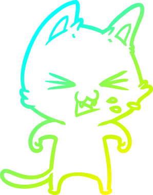 Bir insan tarafından çizilen çizgi film kedisinin soğuk gradyan çizimi