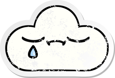 Bir insan tarafından çizilmiş hüzünlü bir karikatür çıkartması.