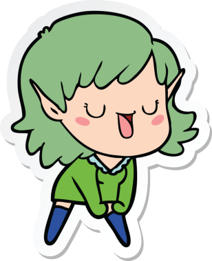 Bir insan tarafından çizilmiş bir elf kızının çıkartması.