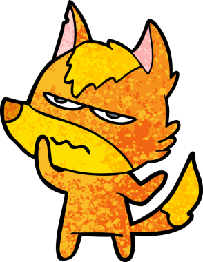 Bir insan tarafından çizilmiş tilki çizgi film karakteri