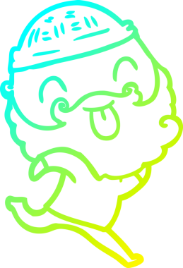 Soğuk gradyan çizgisi, sakallı, koşan bir adamın bir insan tarafından çizilmiş dili.