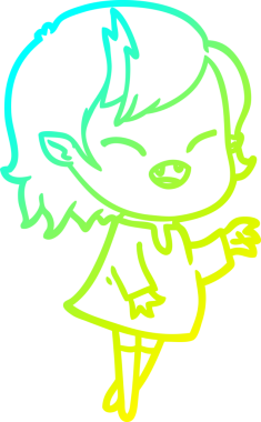 Bir insan tarafından çizilmiş gülen vampir kız çizgi filmi.