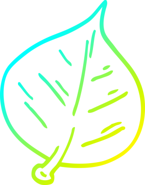 Bir insan tarafından çizilmiş bir çizgi film yaprağının soğuk gradyan çizimi