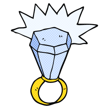 Bir insan tarafından çizilmiş büyük elmas bir yüzük.