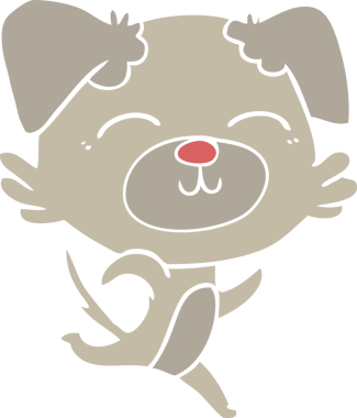 Bir insan tarafından çizilmiş düz renkli çizgi film köpeği.