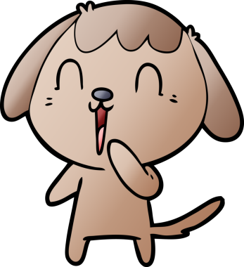 Bir insan tarafından çizilmiş şirin bir çizgi film köpeği.