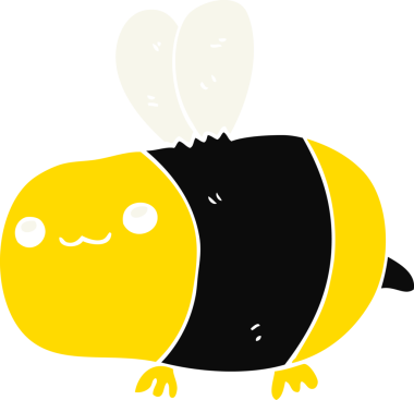 Bir insan tarafından çizilmiş düz renkli çizgi film arısı