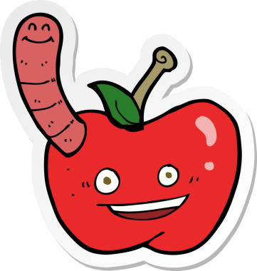 Bir insan tarafından çizilmiş bir elma karikatürü.