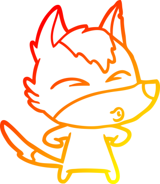 Bir insan tarafından çizilmiş bir kurt çizgi filminin sıcak çizgi çizimi.