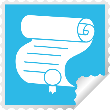 Bir insan tarafından çizilmiş önemli bir belgenin kare soyma etiketi karikatürü