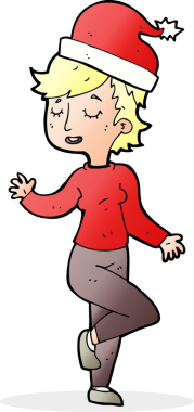 Çizgi filmdeki kadın bir insan tarafından çizilmiş Noel için hazırlanıyor.