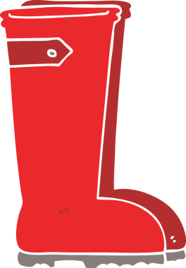 Bir insan tarafından çizilmiş düz renkli Wellington çizmeleri.