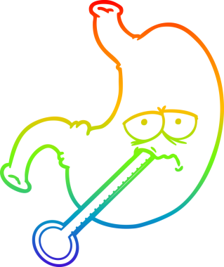 Gökkuşağı gradyan çizgi çizimi bir insan tarafından çizilmiş mideyi bozar