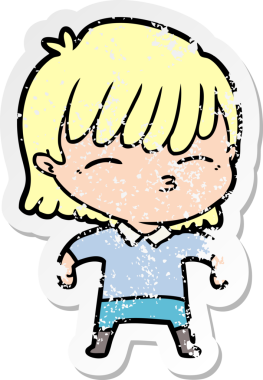 Bir insan tarafından çizilmiş karikatür bir kadının sıkıntılı çıkartması.