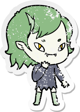 Bir insan tarafından çizilmiş, karikatür dostu vampir bir kızın sıkıntılı çıkartması.