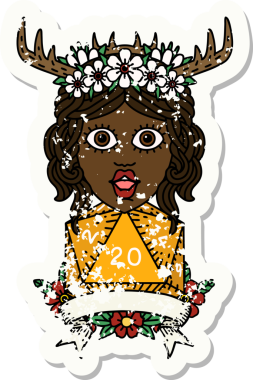 Retro Dövme Tarzı İnsan Druid Bir insan tarafından çizilmiş doğal 20 rulo ile