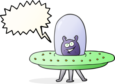 Bir insan tarafından çizilmiş serbest konuşma balonu çizgi filmi uzay uzaylısıName