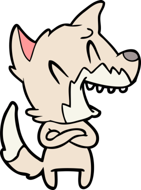 Bir insan tarafından çizilmiş gülen tilki çizgi filmi.