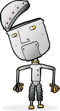 Bir insan tarafından çizilmiş komik robot.