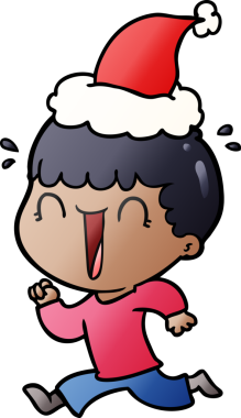 Bir insan tarafından çizilmiş Noel Baba şapkası giymiş bir adamın gradyan çizimi.