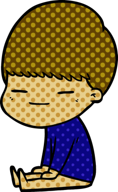 Bir insan tarafından çizilmiş kendini beğenmiş çizgi film çocuğu.