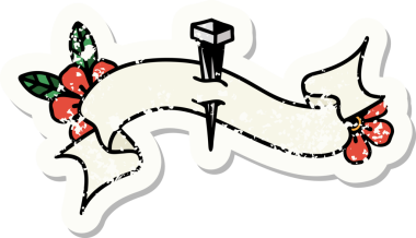 Bir insan tarafından çizilmiş demir çivili eski bir etiket.