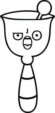 Bir insan tarafından çizilmiş okul çanının çizgi çizimi.