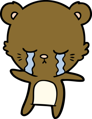 Bir insan tarafından çizilmiş ağlayan ayı karikatürü.