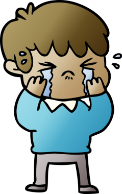 Bir insan tarafından çizilmiş ağlayan çizgi film çocuğu.