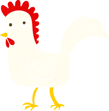 Bir insan tarafından çizilmiş çizgi film tavuğu.