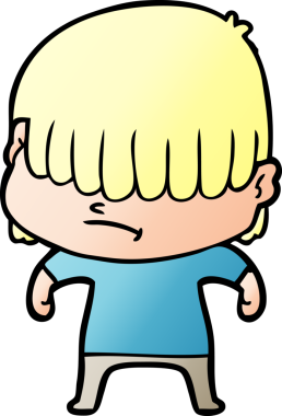 Bir insan tarafından çizilmiş dağınık saçlı çizgi film çocuğu.