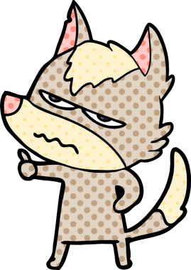 Bir insan tarafından çizilmiş rahatsız kurt çizgi filmi.