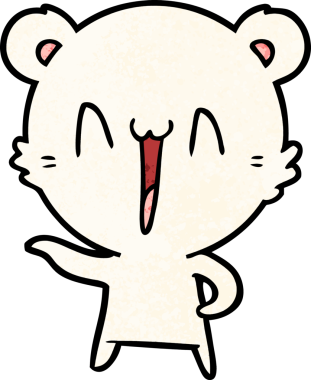 Bir insan tarafından çizilmiş gülen kutup ayısı çizgi filmi.