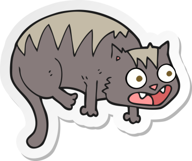 Bir insan tarafından çizilmiş çizgi film kedisinin çıkartması.