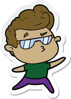 Bir insan tarafından çizilmiş havalı bir adamın çıkartması.